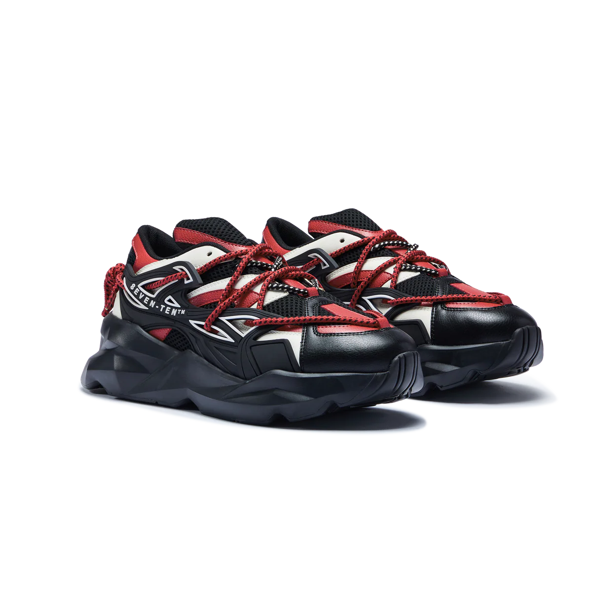 For Men - 742 Crimson Red Low-Top Chunky Sneakers